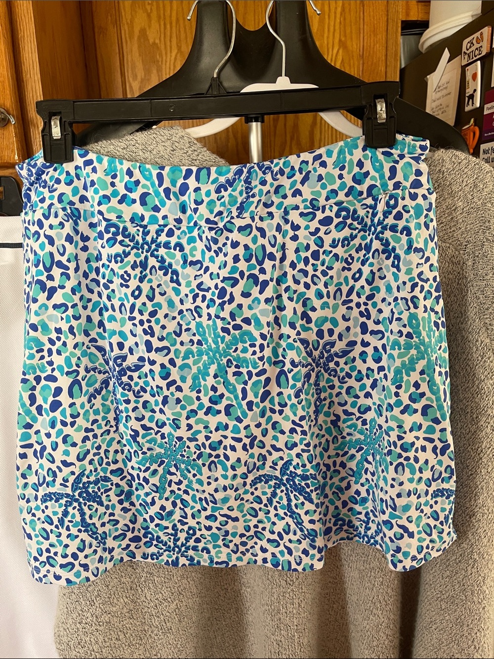 Lulu-B Blue Teal Leopard Print Skort Skirt XL